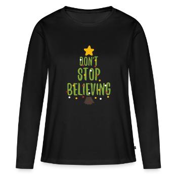 Ne pas arrêter de croire - Noël, arbre de Noël - T-shirt manches longues Premium bio Femme - noir - Devant - Julia (174cm)