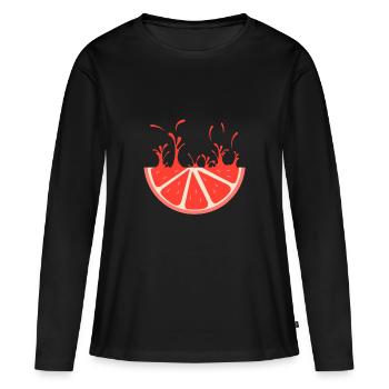 Cadeau De Pamplemousse Oranges Amer Rond - T-shirt manches longues Premium bio Femme - noir - Devant - Julia (174cm)