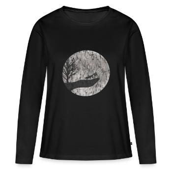 Gottesanbeterin Zeichnung Used Look - Frauen Premium Bio Langarmshirt - Schwarz - Vorne - Julia (174cm)