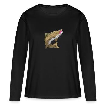 Truite Truite brune Truite arc-en-ciel - T-shirt manches longues Premium bio Femme - noir - Devant - Julia (174cm)
