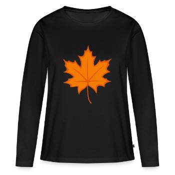 Ahorn Herbst - Frauen Premium Bio Langarmshirt - Schwarz - Vorne - Julia (174cm)