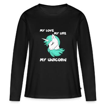 Licorne - Licorne - Licorne - T-shirt manches longues Premium bio Femme - noir - Devant - Julia (174cm)