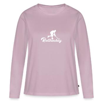 Rollhockey, cadeau parfait - T-shirt manches longues Premium bio Femme - rose poudré - Devant - Julia (174cm)