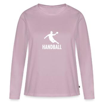 Handball, cadeau parfait, Noël, anniversaire - T-shirt manches longues Premium bio Femme - rose poudré - Devant - Julia (174cm)
