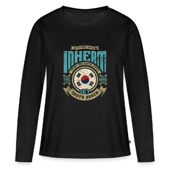 Corée du Sud - T-shirt manches longues Premium bio Femme - noir - Devant - Julia (174cm)