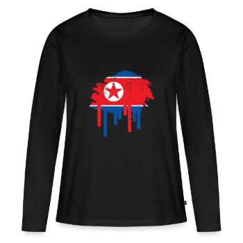 Corée du Nord Corée du Sud Corée Asie cadeau - T-shirt manches longues Premium bio Femme - noir - Devant - Julia (174cm)