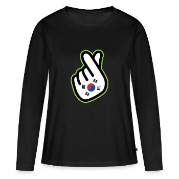 Corée du Nord Corée du Sud Drapeau Corée Asie - T-shirt manches longues Premium bio Femme - noir - Devant - Julia (174cm)