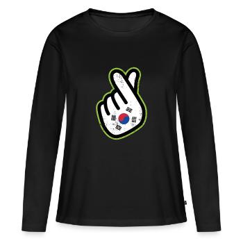 Corée du Nord Corée du Sud drapeau drapeau - T-shirt manches longues Premium bio Femme - noir - Devant - Julia (174cm)