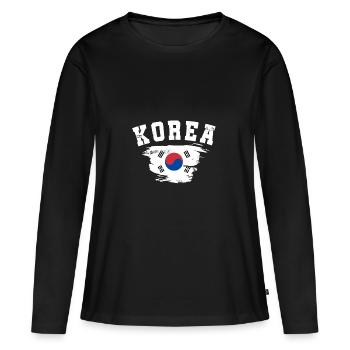 Corée du Nord Corée du Sud cadeau Asie Corée - T-shirt manches longues Premium bio Femme - noir - Devant - Julia (174cm)