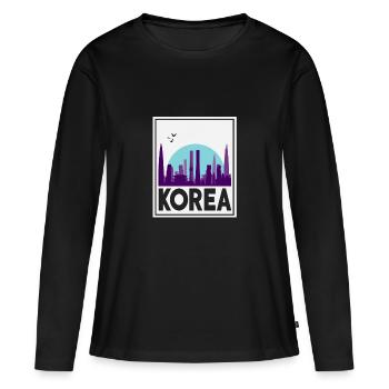 Corée du Nord Corée du Sud Asie Drapeau de Corée - T-shirt manches longues Premium bio Femme - noir - Devant - Julia (174cm)