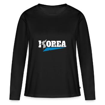 Corée du Nord Corée du Sud Cadeau Drapeau Corée - T-shirt manches longues Premium bio Femme - noir - Devant - Julia (174cm)