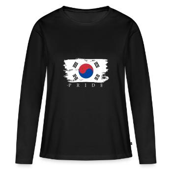 Corée du Nord Corée du Sud cadeau drapeau drapeau - T-shirt manches longues Premium bio Femme - noir - Devant - Julia (174cm)