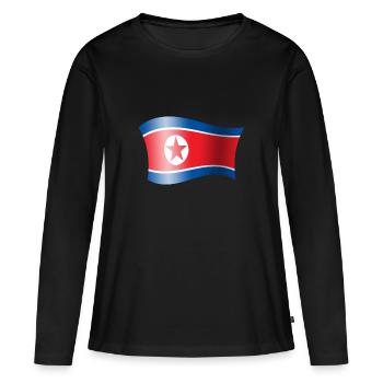 Corée du Nord drapeau Corée drapeau Corée - T-shirt manches longues Premium bio Femme - noir - Devant - Julia (174cm)