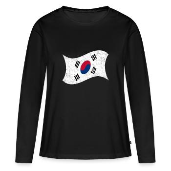 Corée du Nord Corée du Sud Drapeau Corée Asie - T-shirt manches longues Premium bio Femme - noir - Devant - Julia (174cm)