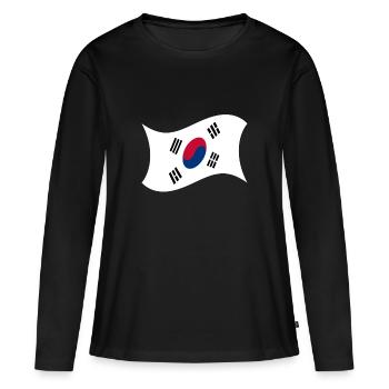 Corée du Nord drapeau Corée cadeau Corée - T-shirt manches longues Premium bio Femme - noir - Devant - Julia (174cm)