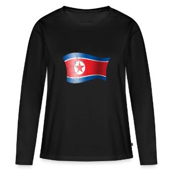 Corée du Nord drapeau cadeau Corée Asie - T-shirt manches longues Premium bio Femme - noir - Devant - Julia (174cm)