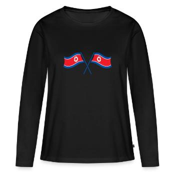 Corée du Nord Drapeau Corée Drapeau Asie - T-shirt manches longues Premium bio Femme - noir - Devant - Julia (174cm)
