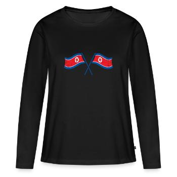 Corée du Nord drapeau de la Corée du Sud bannière Corée - T-shirt manches longues Premium bio Femme - noir - Devant - Julia (174cm)