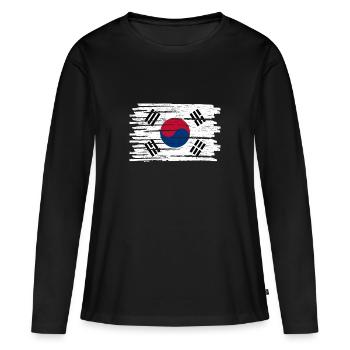 Corée du Nord Corée du Sud Asie cadeau flag - T-shirt manches longues Premium bio Femme - noir - Devant - Julia (174cm)