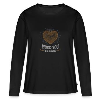 Wood You Be Mine - T-shirt manches longues Premium bio Femme - noir - Devant - Julia (174cm)