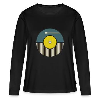 Disque cadeau culte hifi retro - T-shirt manches longues Premium bio Femme - noir - Devant - Julia (174cm)