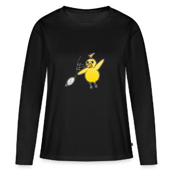 Volleyball Küken Huhn Sport Beachvolleyball Lustig - Frauen Premium Bio Langarmshirt - Schwarz - Vorne - Julia (174cm)