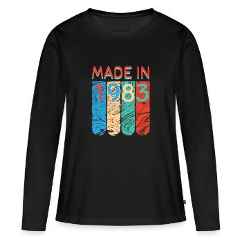 Made in 1983 - T-shirt manches longues Premium bio Femme - noir - Devant - Julia (174cm)