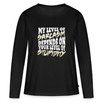 sarcasme - T-shirt manches longues Premium bio Femme - noir - Devant - Julia (174cm)