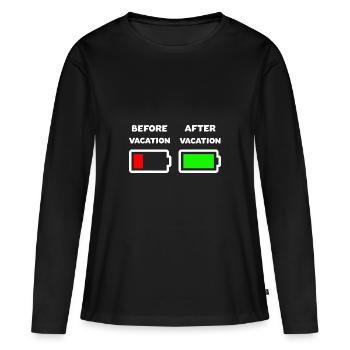 Avant les vacances Après les vacances - T-shirt manches longues Premium bio Femme - noir - Devant - Julia (174cm)