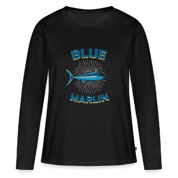 Blue Marlin Blauer Marlin Raubfisch Atlantik - Frauen Premium Bio Langarmshirt - Schwarz - Vorne - Julia (174cm)