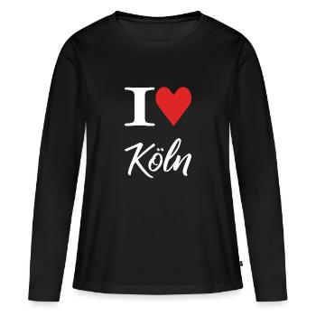 J’aime Cologne - T-shirt manches longues Premium bio Femme - noir - Devant - Julia (174cm)