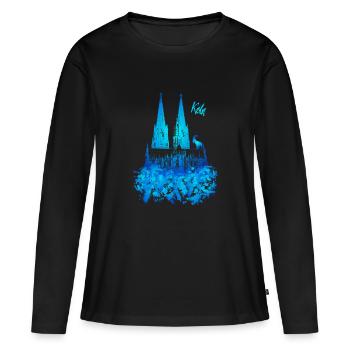 Cathédrale de Cologne - T-shirt manches longues Premium bio Femme - noir - Devant - Julia (174cm)
