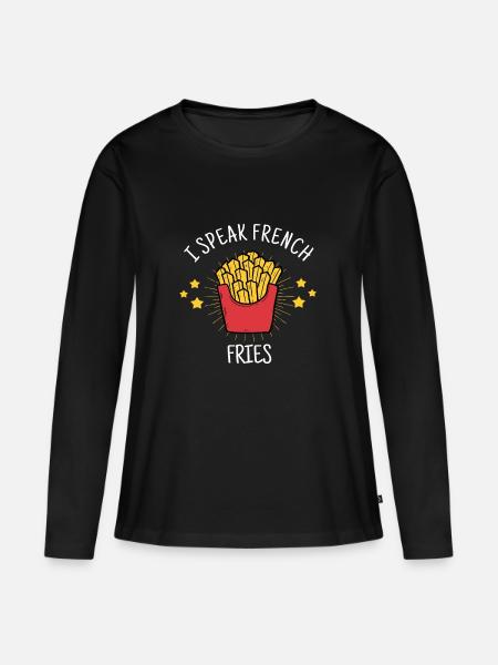 Pommes Französich - Frauen Premium Bio Langarmshirt - Schwarz