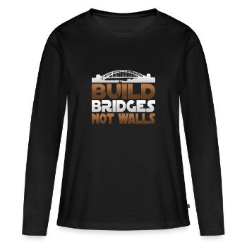 Construisez des ponts sans murs - T-shirt manches longues Premium bio Femme - noir - Devant - Julia (174cm)