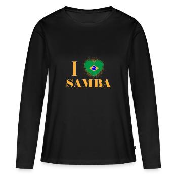 samba - T-shirt manches longues Premium bio Femme - noir - Devant - Julia (174cm)