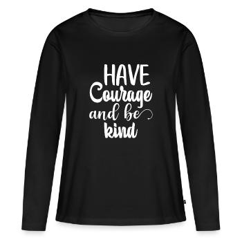 Avoir du courage - T-shirt manches longues Premium bio Femme - noir - Devant - Julia (174cm)