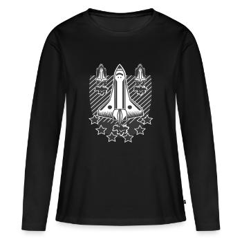 T Shirt Galaxy - T-shirt manches longues Premium bio Femme - noir - Devant - Julia (174cm)