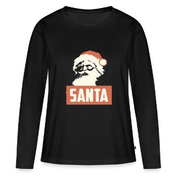 RETRO SANTA CHRISTMAS - T-shirt manches longues Premium bio Femme - noir - Devant - Julia (174cm)