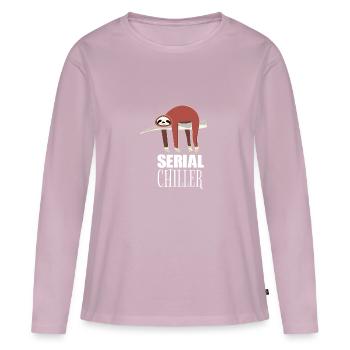 Serial Chiller Série Killer Série Killer Sloth - T-shirt manches longues Premium bio Femme - rose poudré - Devant - Julia (174cm)