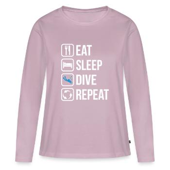 Eat Sleep Dive Repeat - T-shirt manches longues Premium bio Femme - rose poudré - Devant - Julia (174cm)