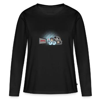 Cadeau drôle de cassette vidéo CD anti-streaming - T-shirt manches longues Premium bio Femme - noir - Devant - Julia (174cm)