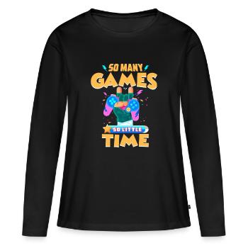 Gaming - T-shirt manches longues Premium bio Femme - noir - Devant - Julia (174cm)