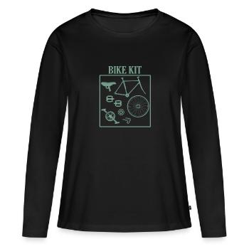 Bikerin Fahrrad Fahrerin Bausatz Fahrrad - Frauen Premium Bio Langarmshirt - Schwarz - Vorne - Julia (174cm)