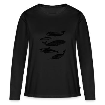 whale illustrations - T-shirt manches longues Premium bio Femme - noir - Devant - Julia (174cm)