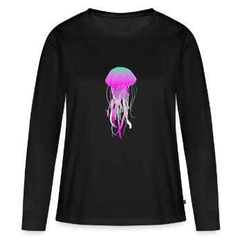 Méduse cadeau méduse - T-shirt manches longues Premium bio Femme - noir - Devant - Julia (174cm)