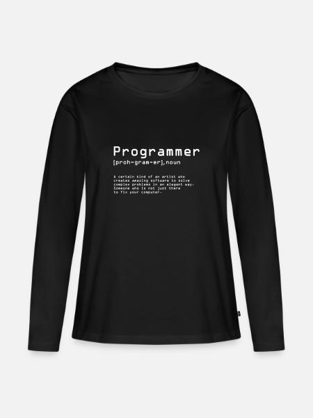 Informatik Nerd Shirt Programmierer Computer Idee - Frauen Premium Bio Langarmshirt - Schwarz