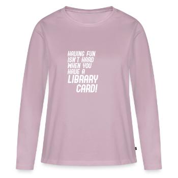 carte de bibliothèque - T-shirt manches longues Premium bio Femme - rose poudré - Devant - Julia (174cm)