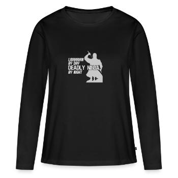 Ninja meurtrier libarien - T-shirt manches longues Premium bio Femme - noir - Devant - Julia (174cm)