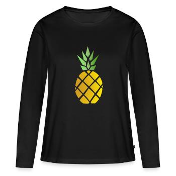 Ananas - T-shirt manches longues Premium bio Femme - noir - Devant - Julia (174cm)