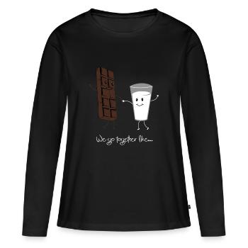 chocolat au lait - T-shirt manches longues Premium bio Femme - noir - Devant - Julia (174cm)
